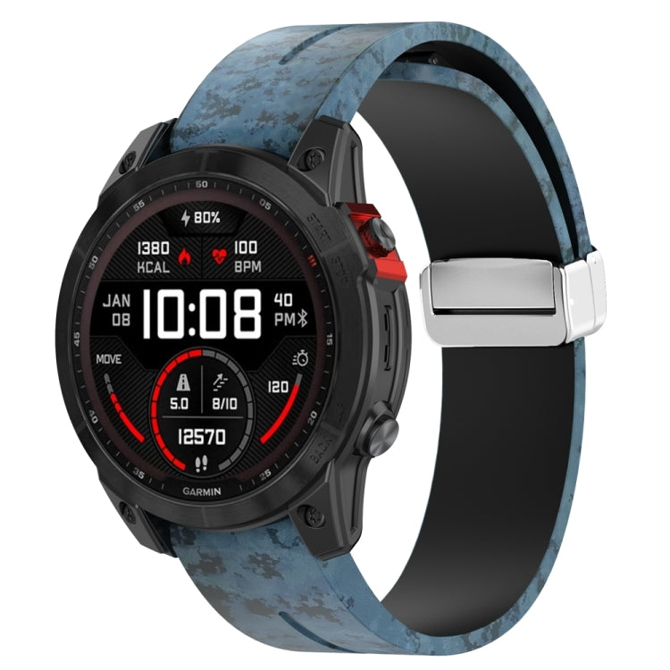For Garmin Fenix 7X Magnetic Folding Silver Buckle Color Printed Silicone Watch Band(Mosaic) - free shipping - PMC TechLife - Order now!