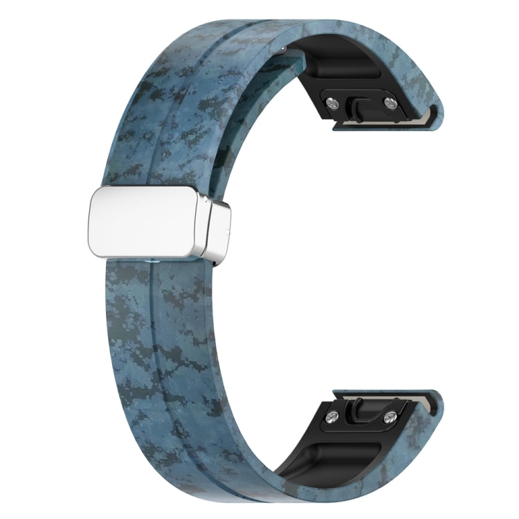 For Garmin Fenix 7X Magnetic Folding Silver Buckle Color Printed Silicone Watch Band(Mosaic) - free shipping - PMC TechLife - Order now!