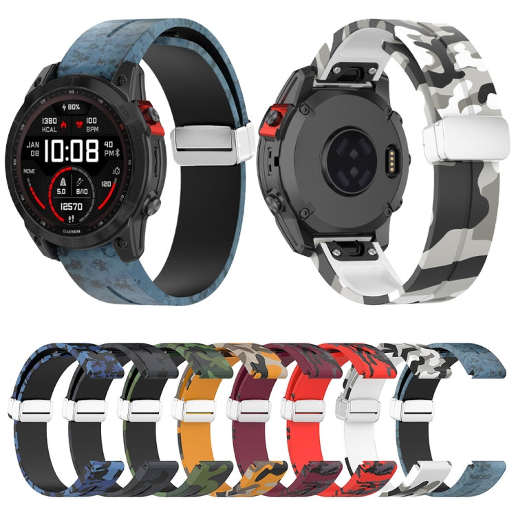 For Garmin Fenix 7X Magnetic Folding Silver Buckle Color Printed Silicone Watch Band(Mosaic) - free shipping - PMC TechLife - Order now!