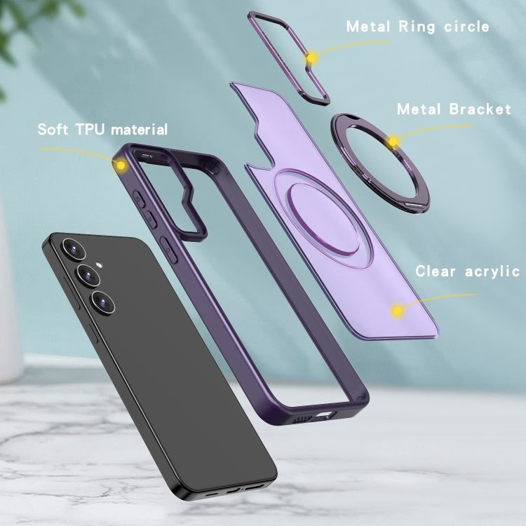 For Samsung Galaxy S24+ 5G Wing Series MagSafe Magnetic Ring Holder Phone Case(Dark Purple) - free shipping - PMC Jewellery - Order now!