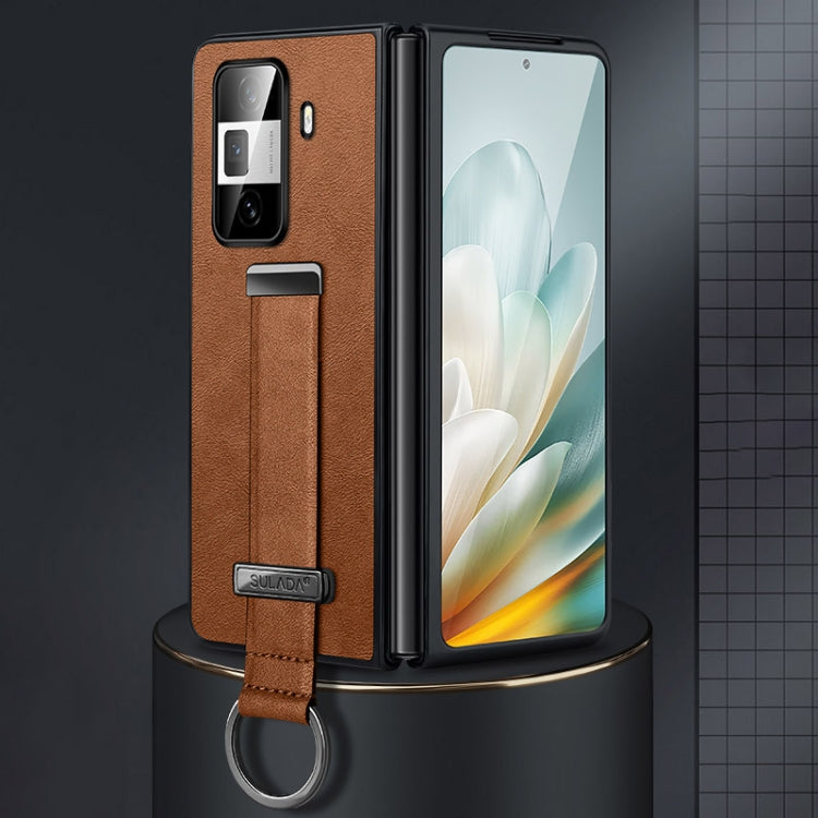 For Honor Magic Vs3 SULADA PC + Leather Texture Skin Feel Shockproof Phone Case(Brown) - Honor Cases by SULADA | Online Shopping South Africa | PMC TechLife | Buy Now Pay Later Mobicred