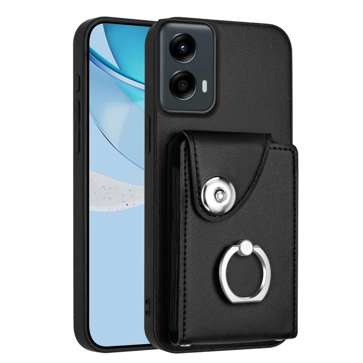 For Motorola Moto G 5G 2024 Organ Card Bag Ring Holder Phone Case(Black) - Motorola Cases by PMC Jewellery | Online Shopping South Africa | PMC Jewellery | Buy Now Pay Later Mobicred