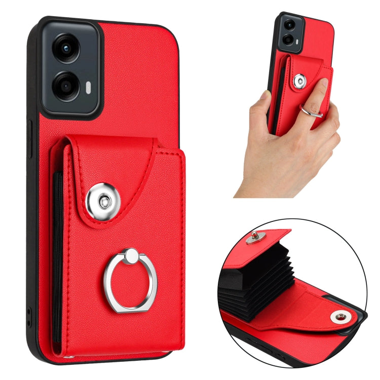 For Motorola Moto G 5G 2024 Organ Card Bag Ring Holder Phone Case(Red) - free shipping - PMC Jewellery - Order now!