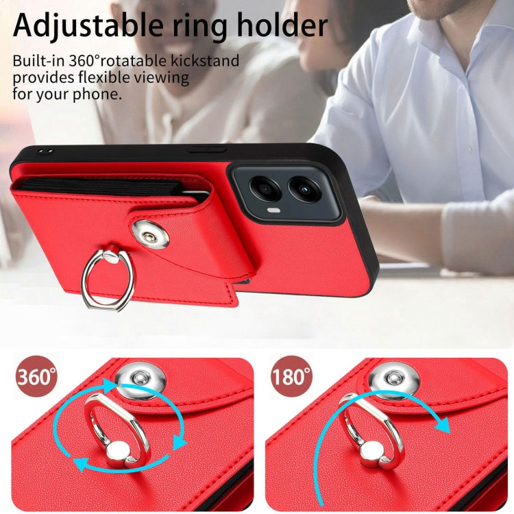 For Motorola Moto G 5G 2024 Organ Card Bag Ring Holder Phone Case(Red) - free shipping - PMC Jewellery - Order now!