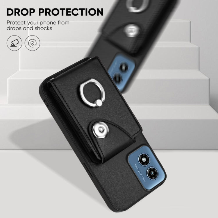For Motorola Moto G Play 2024 5G Organ Card Bag Ring Holder Phone Case(Black) - Motorola Cases by PMC Jewellery | Online Shopping South Africa | PMC Jewellery | Buy Now Pay Later Mobicred