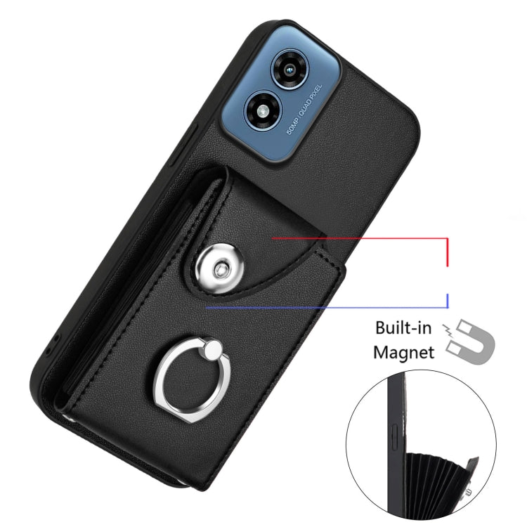 For Motorola Moto G Play 2024 5G Organ Card Bag Ring Holder Phone Case(Black) - Motorola Cases by PMC Jewellery | Online Shopping South Africa | PMC Jewellery | Buy Now Pay Later Mobicred