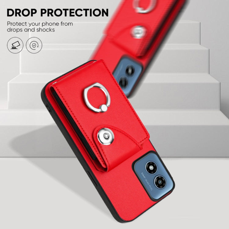 For Motorola Moto G Play 2024 5G Organ Card Bag Ring Holder Phone Case(Red) - Motorola Cases by PMC Jewellery | Online Shopping South Africa | PMC Jewellery | Buy Now Pay Later Mobicred