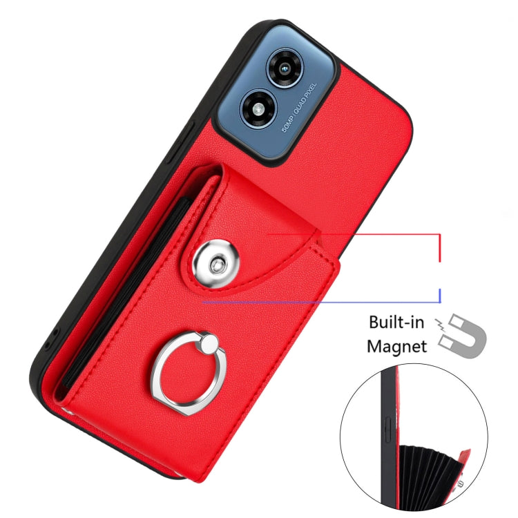 For Motorola Moto G Play 2024 5G Organ Card Bag Ring Holder Phone Case(Red) - Motorola Cases by PMC Jewellery | Online Shopping South Africa | PMC Jewellery | Buy Now Pay Later Mobicred
