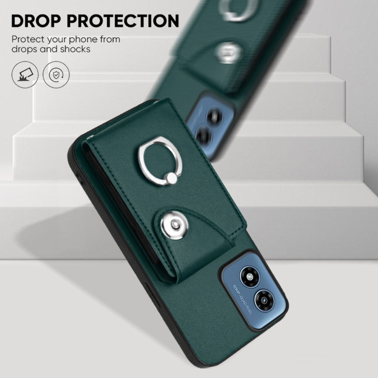 For Motorola Moto G Play 2024 5G Organ Card Bag Ring Holder Phone Case(Green) - Motorola Cases by PMC Jewellery | Online Shopping South Africa | PMC Jewellery | Buy Now Pay Later Mobicred