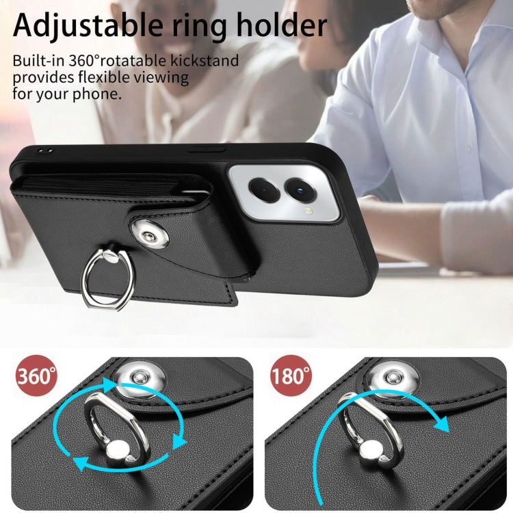 For Motorola Moto G Power 2024 5G Organ Card Bag Ring Holder Phone Case(Black) - Motorola Cases by PMC Jewellery | Online Shopping South Africa | PMC Jewellery | Buy Now Pay Later Mobicred