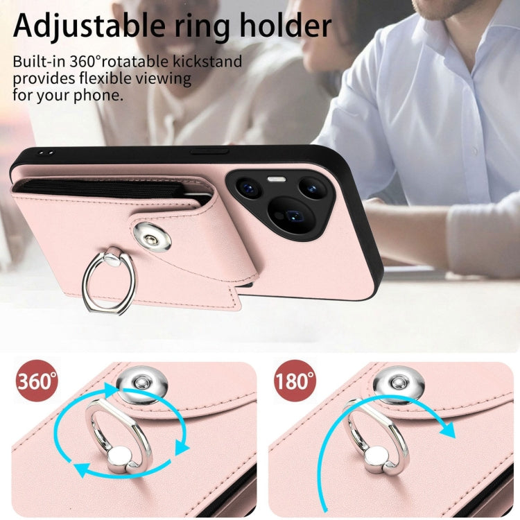 For Huawei Pura 70 Pro / 70 Pro+ Organ Card Bag Ring Holder Phone Case(Pink) - free shipping - PMC Jewellery - Order now!