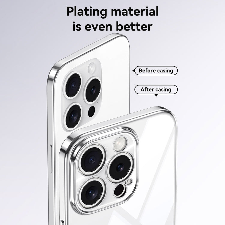 For iPhone 16 Pro Max SULADA  Electroplated Clear TPU Soft Frame Phone Case with Wrist Strap(Silver) - iPhone 16 Pro Max Cases by SULADA | Online Shopping South Africa | PMC Jewellery | Buy Now Pay Later Mobicred