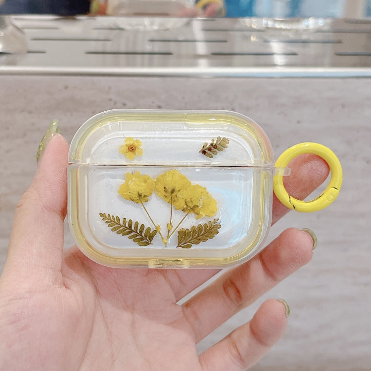 For AirPods 3 Glitter Starry Epoxy Dried Flowers Earbuds Box TPU Case(Yellow) - free shipping - PMC Jewellery - Order now!