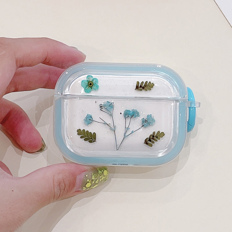 For AirPods 3 Glitter Starry Epoxy Dried Flowers Earbuds Box TPU Case(Light Blue) - For AirPods 3 by PMC Jewellery | Online Shopping South Africa | PMC Jewellery | Buy Now Pay Later Mobicred