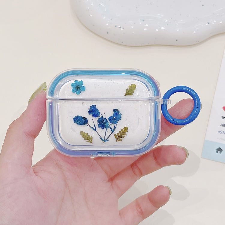 For AirPods Pro Glitter Starry Epoxy Dried Flowers Earbuds Box TPU Case(Dark Blue) - For AirPods Pro by PMC Jewellery | Online Shopping South Africa | PMC Jewellery | Buy Now Pay Later Mobicred