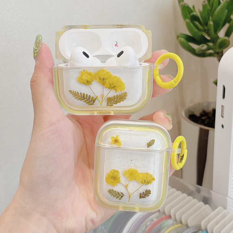 For AirPods 3 Glitter Starry Epoxy Dried Flowers Earbuds Box TPU Case(Yellow) - free shipping - PMC Jewellery - Order now!