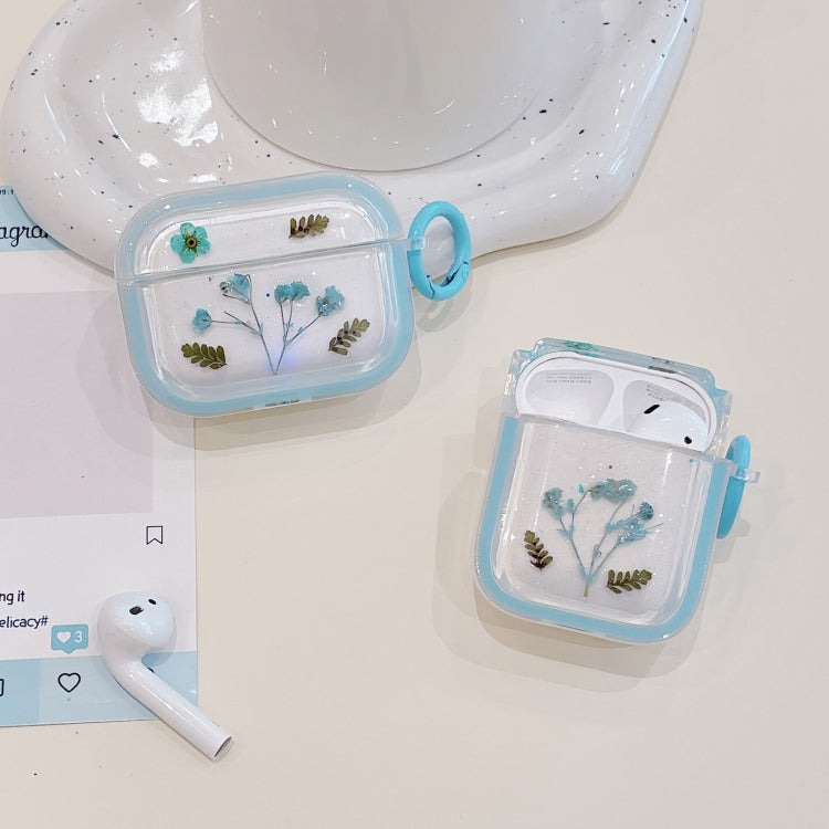 For AirPods 3 Glitter Starry Epoxy Dried Flowers Earbuds Box TPU Case(Light Blue) - For AirPods 3 by PMC Jewellery | Online Shopping South Africa | PMC Jewellery | Buy Now Pay Later Mobicred