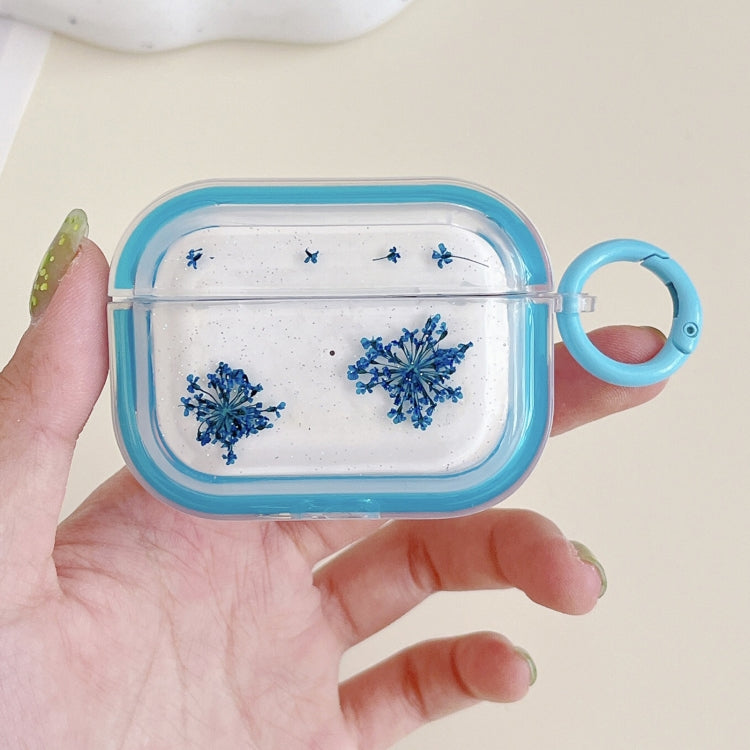 For AirPods 3 Glitter Snowflake Epoxy Dried Flowers Earbuds Box TPU Case(Dark Blue) - For AirPods 3 by PMC Jewellery | Online Shopping South Africa | PMC Jewellery | Buy Now Pay Later Mobicred