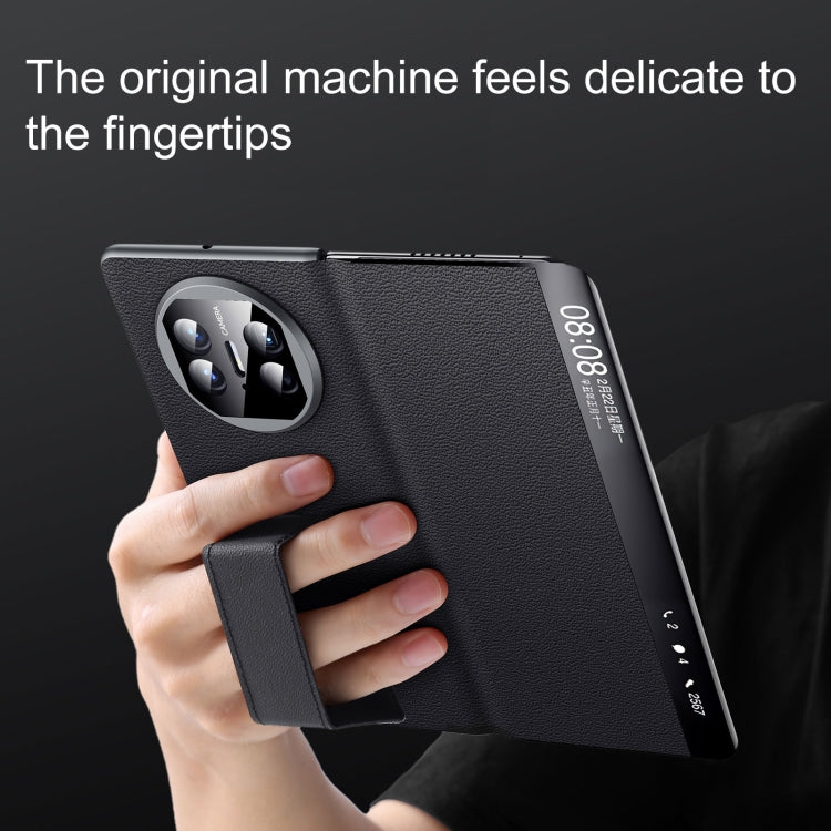 For Huawei Mate X5 / X3 SULADA Smart Series Wristband Holder Smart View Window Genuine Leather Phone Case(Brown) - free shipping - PMC TechLife - Order now!