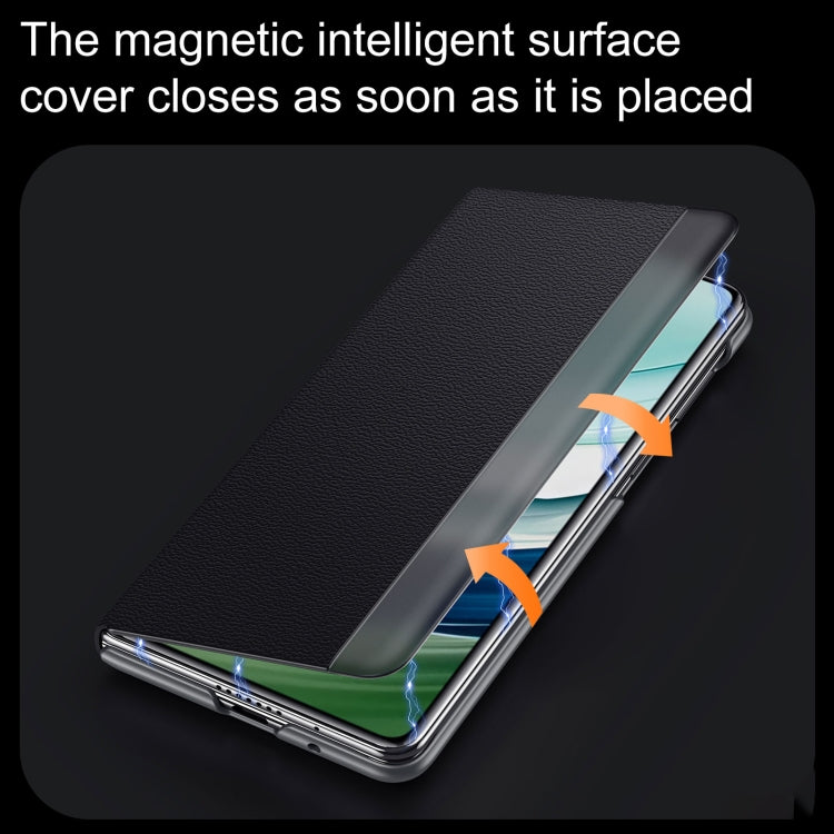 For Huawei Mate X5 / X3 SULADA Smart Series Wristband Holder Smart View Window Genuine Leather Phone Case(Black) - free shipping - PMC TechLife - Order now!