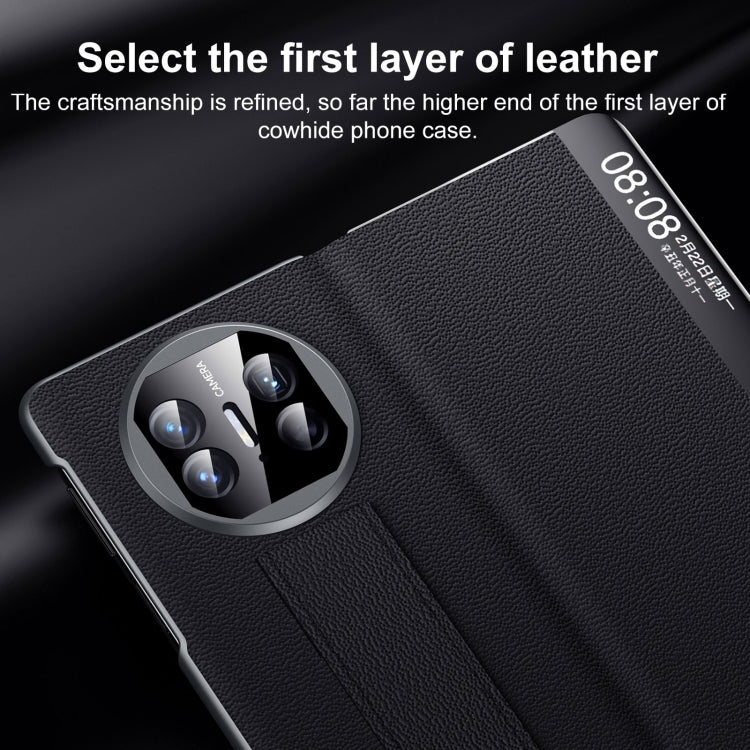 For Huawei Mate X5 / X3 SULADA Smart Series Wristband Holder Smart View Window Genuine Leather Phone Case(Green) - free shipping - PMC TechLife - Order now!