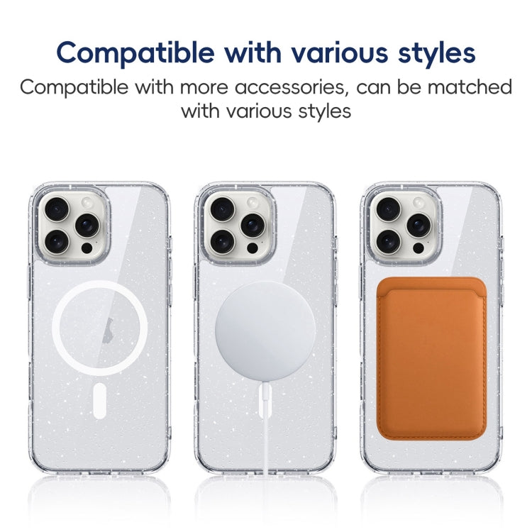 For iPhone 16 Plus Glitter Powder MagSafe Magnetic Phone Case(Transparent Pink) - free shipping - PMC Jewellery - Order now!