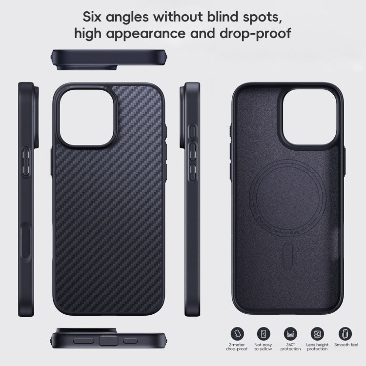 For iPhone 16 Plus Carbon Fiber Kevlar MagSafe Magnetic Phone Case(Black) - free shipping - PMC Jewellery - Order now!