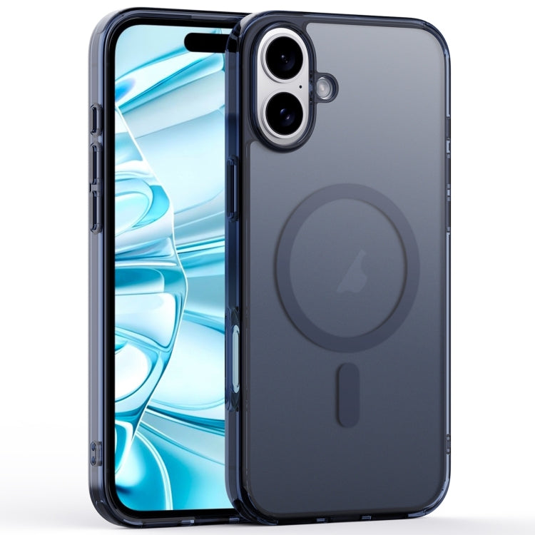 For iPhone 16 Plus Crystal Clear Frosted MagSafe Magnetic Phone Case(Transparent Titanium Blue) - free shipping - PMC Jewellery - Order now!