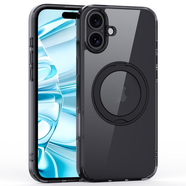 For iPhone 16 Plus Crystal Clear MagSafe Magnetic Holder Phone Case(Transparent Black) - free shipping - PMC Jewellery - Order now!
