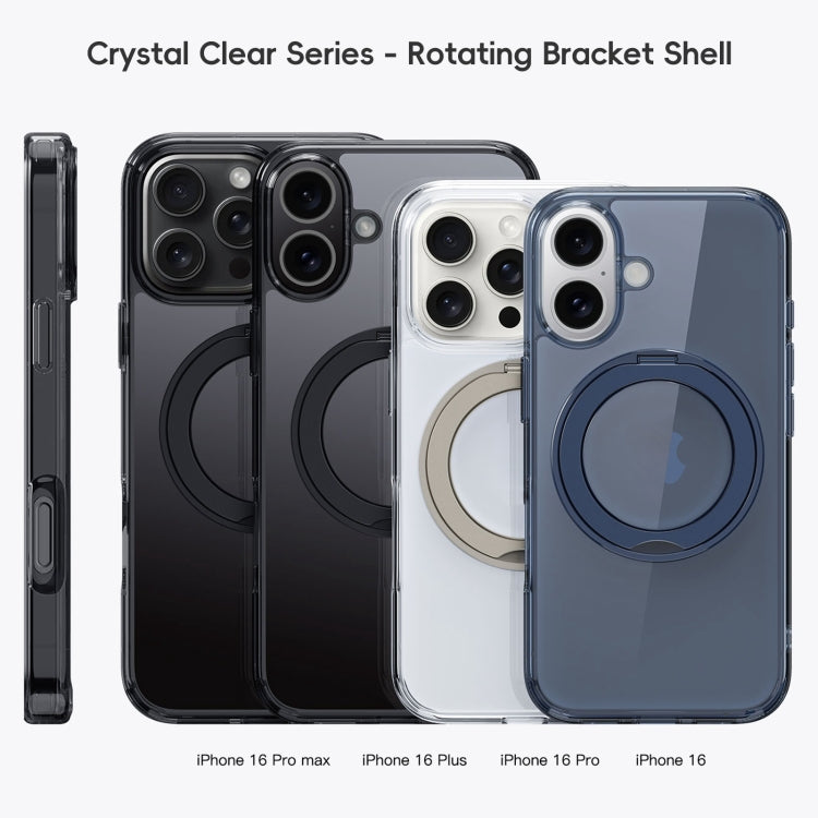 For iPhone 16 Plus Crystal Clear MagSafe Magnetic Holder Phone Case(Transparent Black) - free shipping - PMC Jewellery - Order now!