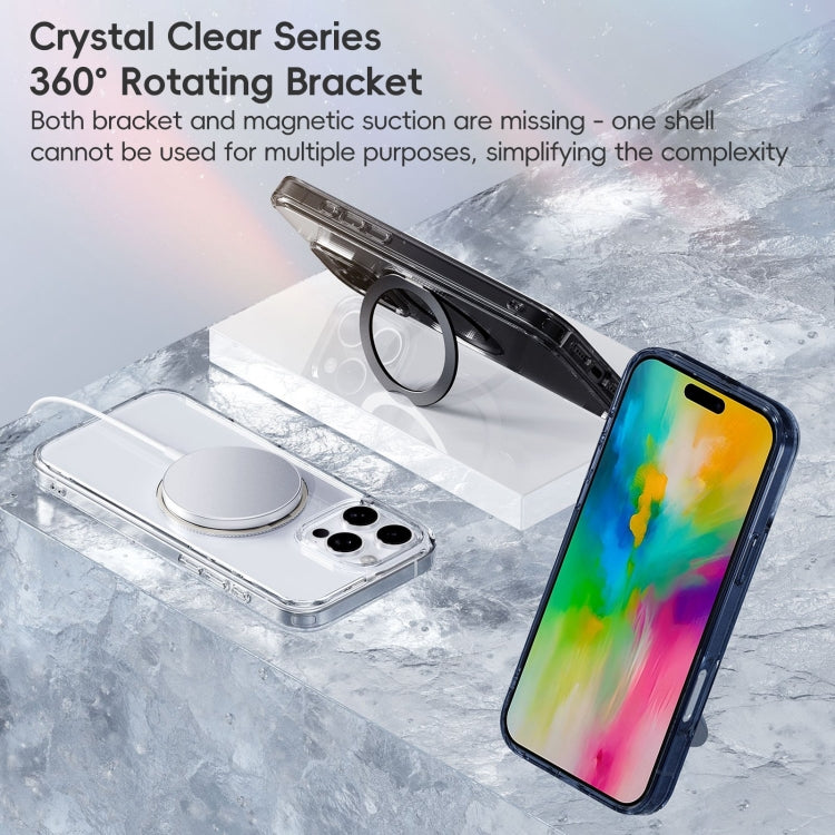 For iPhone 16 Plus Crystal Clear MagSafe Magnetic Holder Phone Case(Transparent Black) - free shipping - PMC Jewellery - Order now!