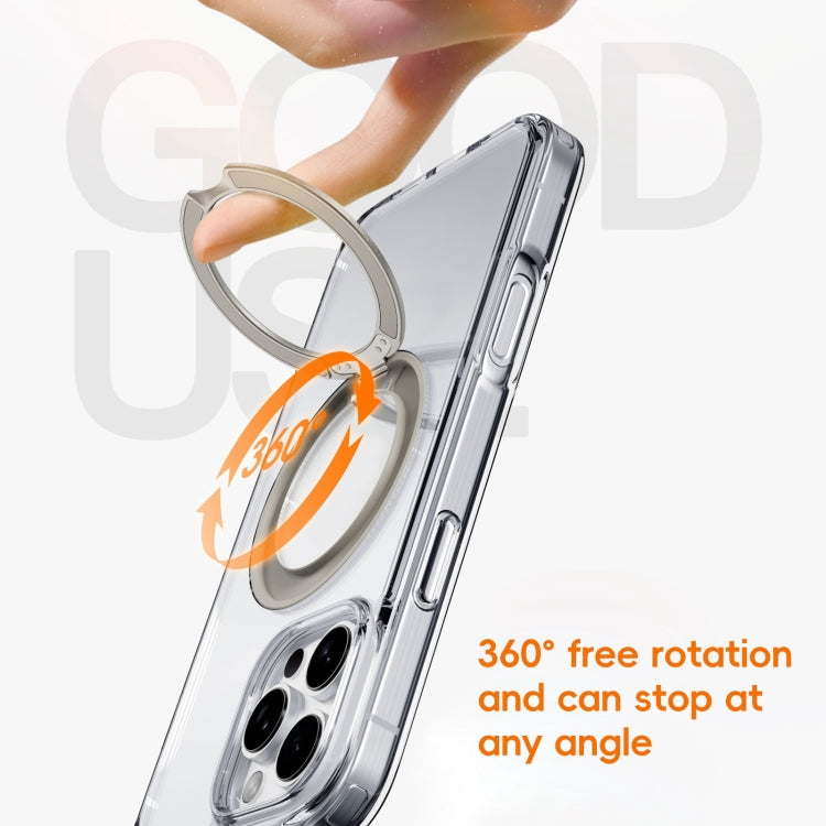 For iPhone 16 Plus Crystal Clear MagSafe Magnetic Holder Phone Case(Transparent Black) - free shipping - PMC Jewellery - Order now!