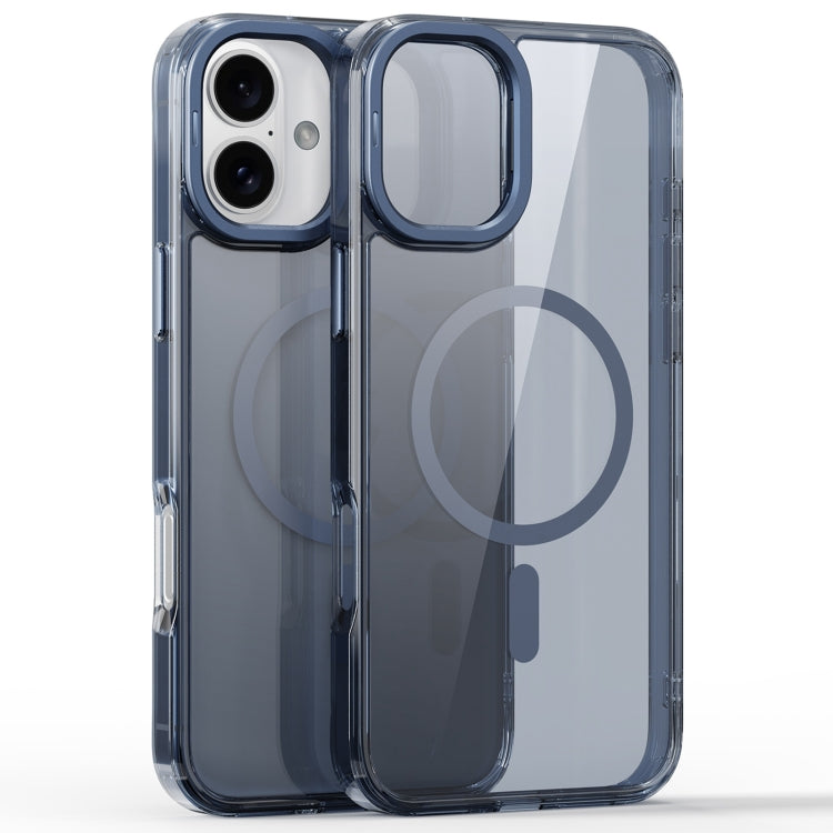 For iPhone 16 Plus Mirror Crystal Clear Lens Holder MagSafe Magnetic Phone Case(Transparent Titanium Blue) - free shipping - PMC Jewellery - Order now!