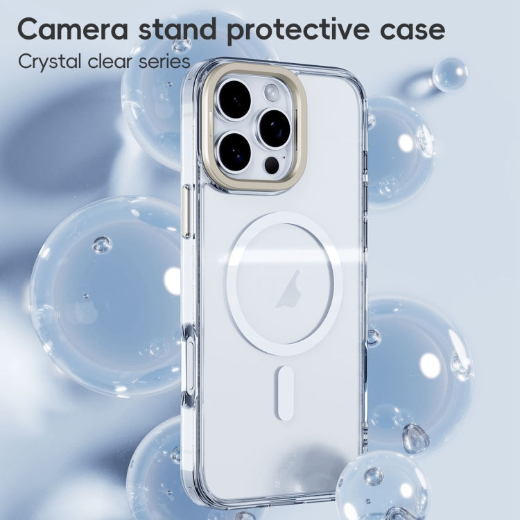 For iPhone 16 Plus Mirror Crystal Clear Lens Holder MagSafe Magnetic Phone Case(Transparent Black) - free shipping - PMC Jewellery - Order now!