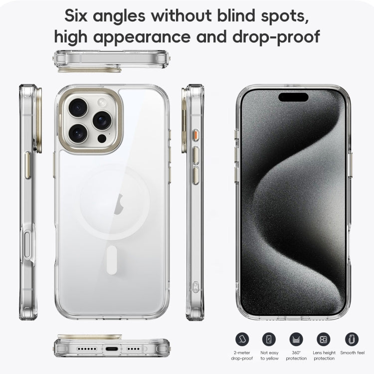 For iPhone 16 Plus Mirror Crystal Clear Lens Holder MagSafe Magnetic Phone Case(Transparent Titanium Blue) - free shipping - PMC Jewellery - Order now!