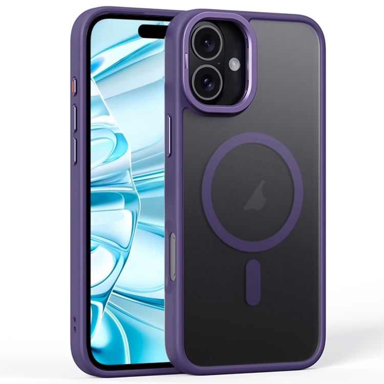 For iPhone 16 Plus Frosted Lens Holder MagSafe Magnetic Phone Case(Puprle) - free shipping - PMC Jewellery - Order now!