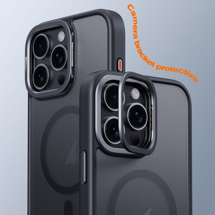 For iPhone 16 Plus Frosted Lens Holder MagSafe Magnetic Phone Case(Titanium Rose Gold) - free shipping - PMC Jewellery - Order now!