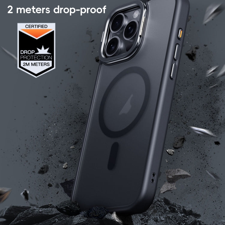 For iPhone 16 Plus Frosted Lens Holder MagSafe Magnetic Phone Case(Titanium Rose Gold) - free shipping - PMC Jewellery - Order now!