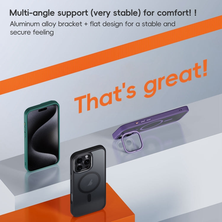 For iPhone 16 Plus Frosted Lens Holder MagSafe Magnetic Phone Case(Puprle) - free shipping - PMC Jewellery - Order now!