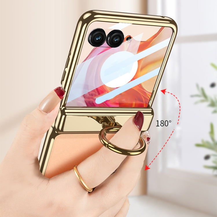 For Motorola Razr 50 Ultra GKK Integrated  Magnetic Folding Phantom Rotary Phone Case with Ring Holder(Champagne Gold) - free shipping - PMC Jewellery - Order now!