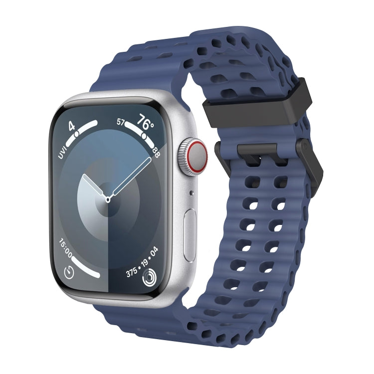 For Apple Watch SE 2023 44mm Ocean Dual-Row Hole Silicone Watch Band(Midnight Blue) - free shipping - PMc TechLife - Order now!