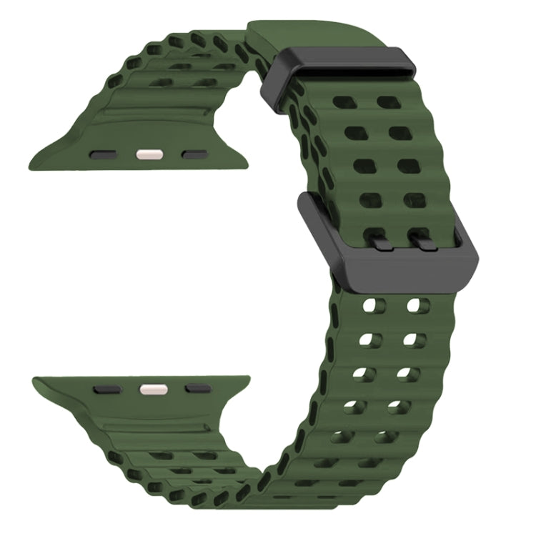For Apple Watch Series 9 45mm Ocean Dual-Row Hole Silicone Watch Band(Forest Green) - free shipping - PMc TechLife - Order now!