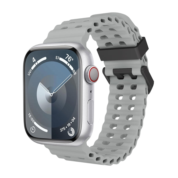 For Apple Watch Series 9 45mm Ocean Dual-Row Hole Silicone Watch Band(Cloudy Gray) - free shipping - PMc TechLife - Order now!