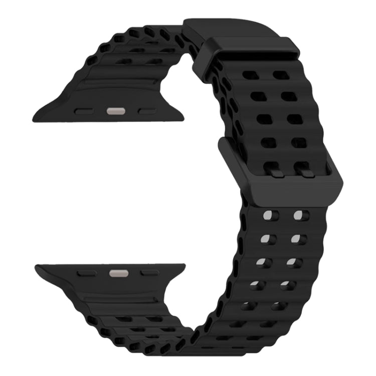 For Apple Watch Series 8 45mm Ocean Dual-Row Hole Silicone Watch Band(Black) - free shipping - PMc TechLife - Order now!