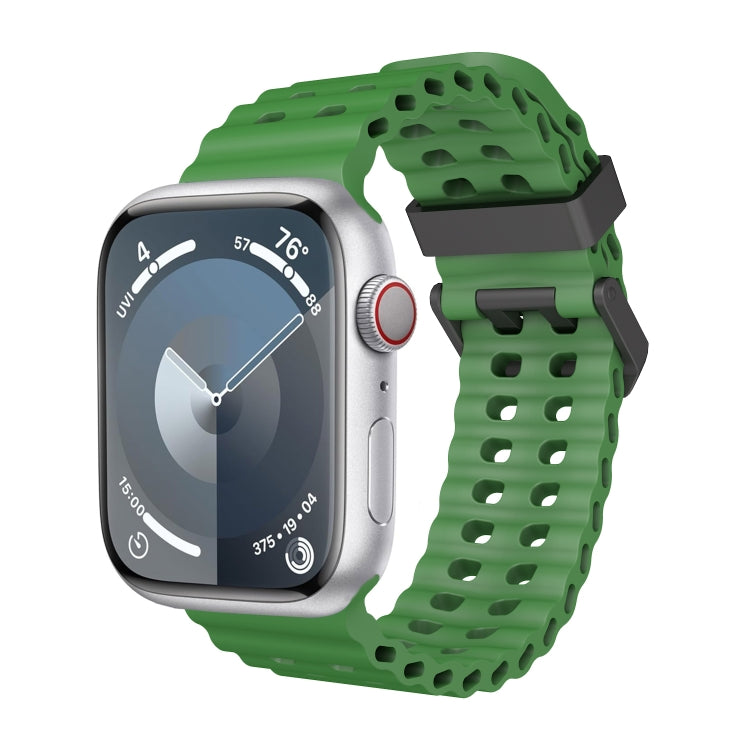 For Apple Watch Series 8 45mm Ocean Dual-Row Hole Silicone Watch Band(Alfalfa) - free shipping - PMc TechLife - Order now!