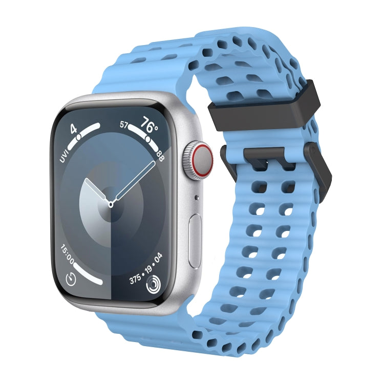 For Apple Watch Series 7 45mm Ocean Dual-Row Hole Silicone Watch Band(Premium Blue) - free shipping - PMc TechLife - Order now!