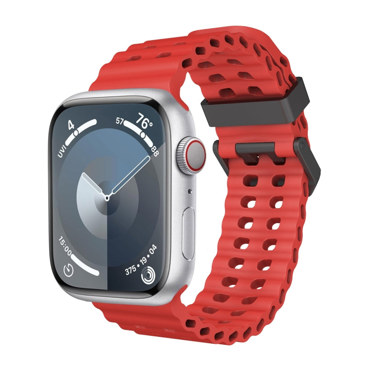 For Apple Watch SE 44mm Ocean Dual-Row Hole Silicone Watch Band(Red) - free shipping - PMc TechLife - Order now!