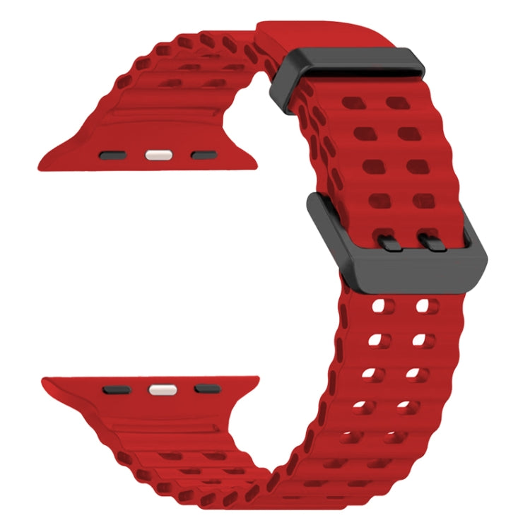 For Apple Watch SE 44mm Ocean Dual-Row Hole Silicone Watch Band(Red) - free shipping - PMc TechLife - Order now!