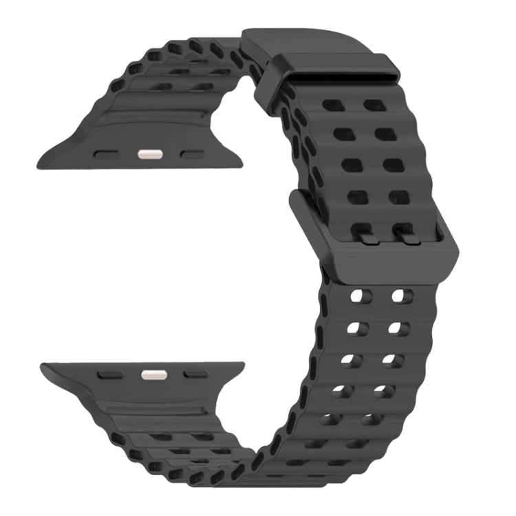 For Apple Watch Series 4 44mm Ocean Dual-Row Hole Silicone Watch Band(Grey) - free shipping - PMc TechLife - Order now!