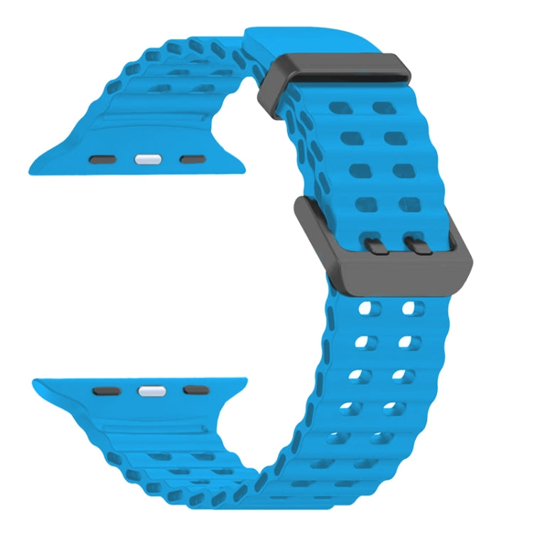 For Apple Watch Series 4 44mm Ocean Dual-Row Hole Silicone Watch Band(Blue) - free shipping - PMc TechLife - Order now!